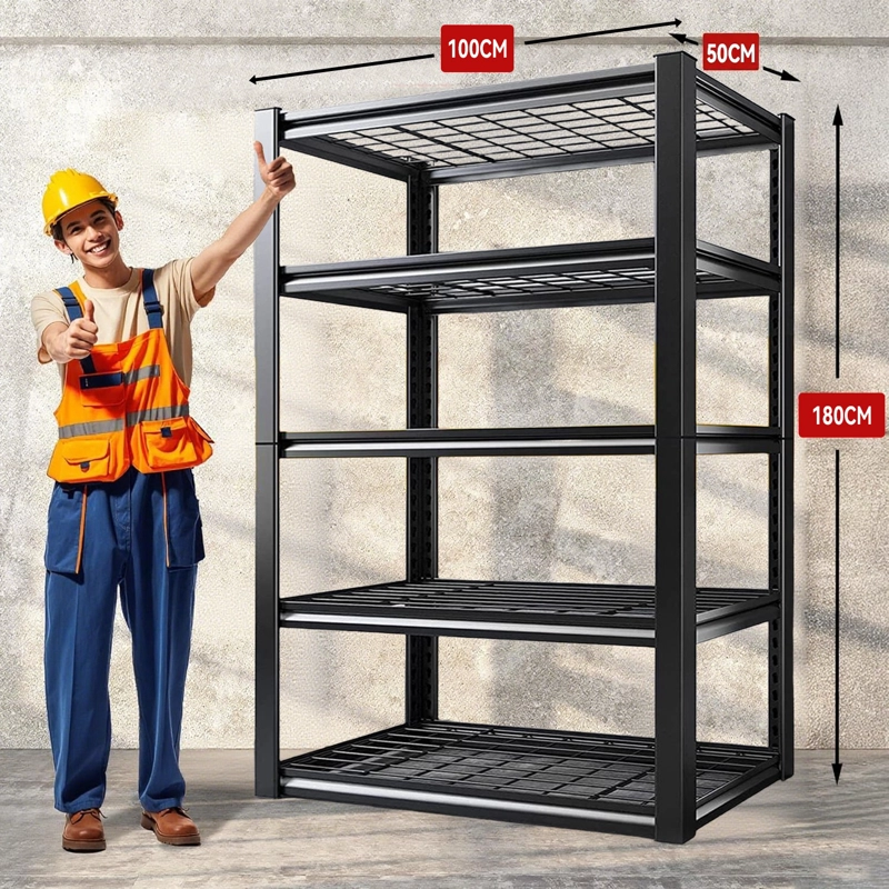ESTANTE METALICO 5 REPISAS 180X100X50 CM NEGRO - 8