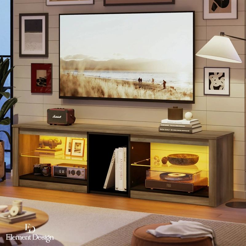 RACK TV 55 PULGADA 140×49×30CM CON LUCES LED Y REPISAS MODERNO - 7