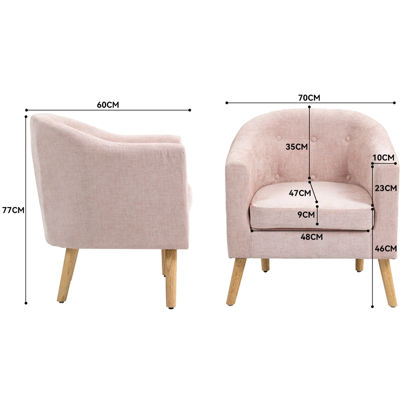 POLTRONA 70X60X77CM PARA DORMITORIO APARTAMENTO OFICINA ROSA - 7