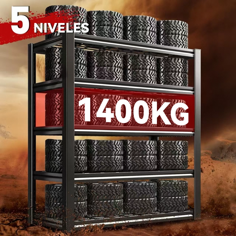 ESTANTE METALICO 5 REPISAS 180X120X50 CM NEGRO - 6