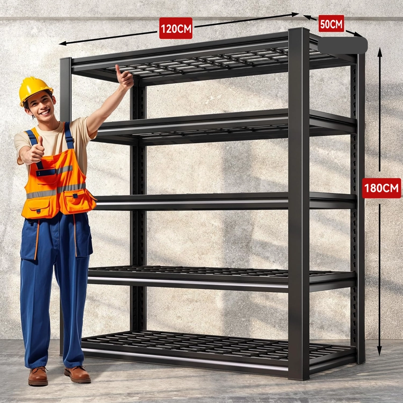 ESTANTE METALICO 5 REPISAS 180X120X50 CM NEGRO - 7