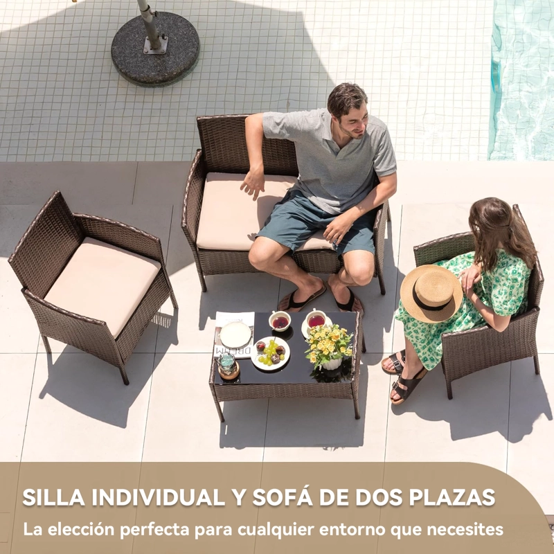 JUEGO DE LIVING DE TERRAZA BRISA 4 PIEZAS PARA EXTERIOR MARRON - 5