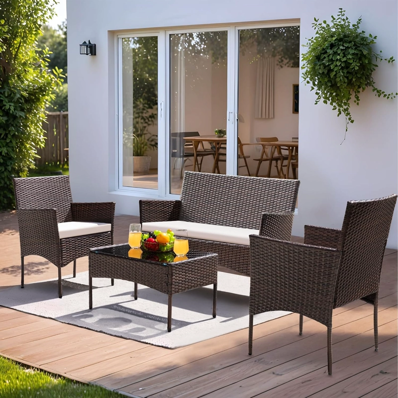 JUEGO DE LIVING DE TERRAZA BRISA 4 PIEZAS PARA EXTERIOR MARRON - 6