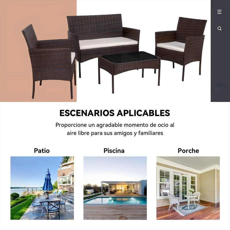 JUEGO DE LIVING DE TERRAZA BRISA 4 PIEZAS PARA EXTERIOR MARRON - 8