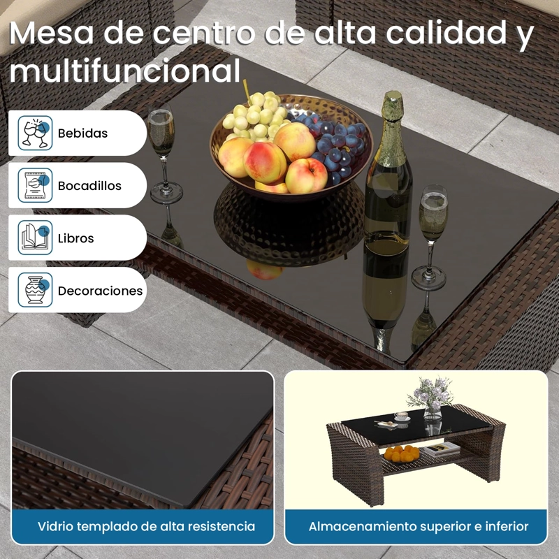 JUEGO DE LIVING DE TERRAZA 4 PERSONAS DE RATAN SINTE TICO MARRON - 3