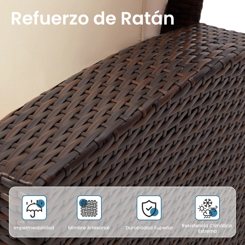 JUEGO DE LIVING DE TERRAZA 4 PERSONAS DE RATAN SINTE TICO MARRON - 5