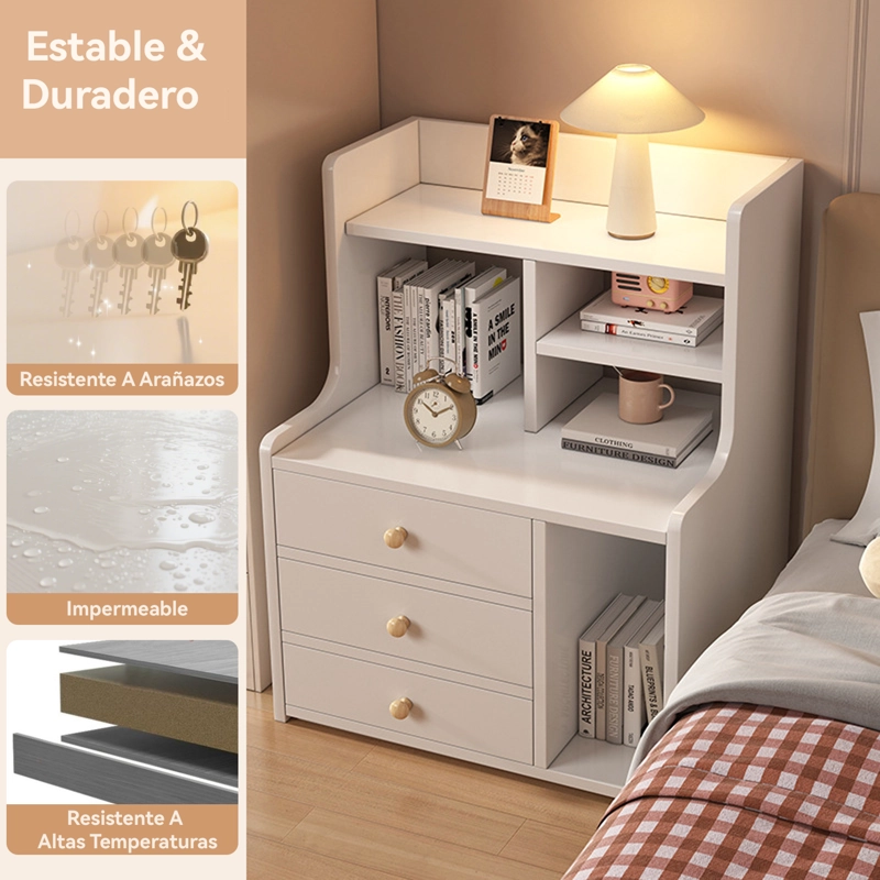 VELADOR 3 NIVELES CON CAJONES, COLOR BLANCO, 50X30X70 CM - 4