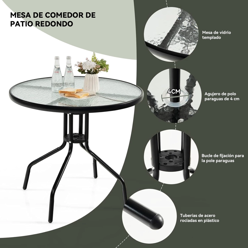 JUEGO DE COMEDOR TERRAZA DE 4 PERSONAS NEGRO - 5
