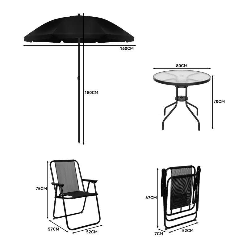 JUEGO DE COMEDOR TERRAZA DE 4 PERSONAS NEGRO - 8