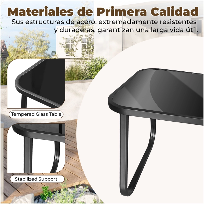 JUEGO DE LIVING DE TERRAZA Y BALCON 3 PIEZAS 2 PERSONAS BEIGE NEGRO - 4