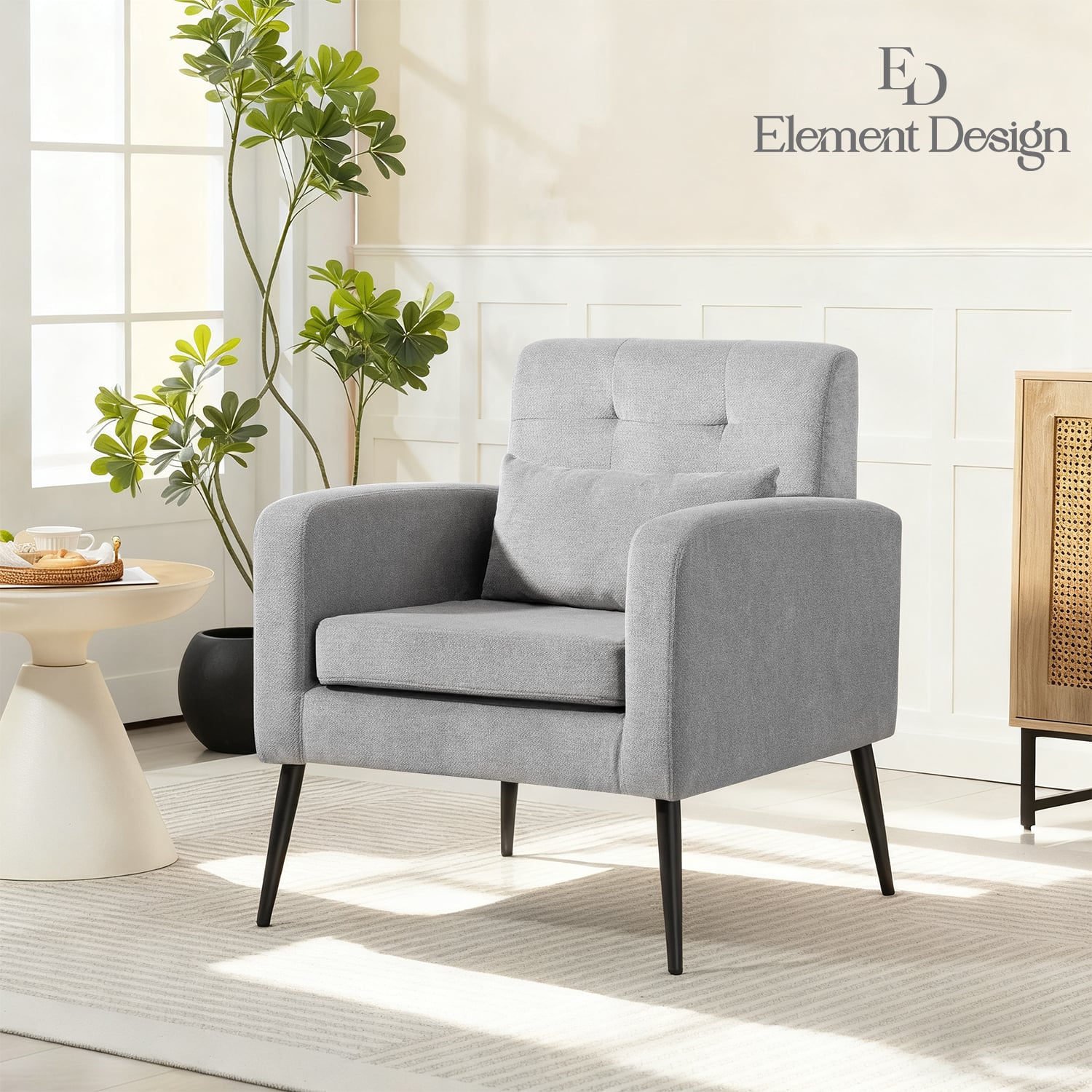 POLTRONA SITIAL OSLO CHENILLE GRIS SILLON RETRO MODERNO LIVING DORMITORIO - 2