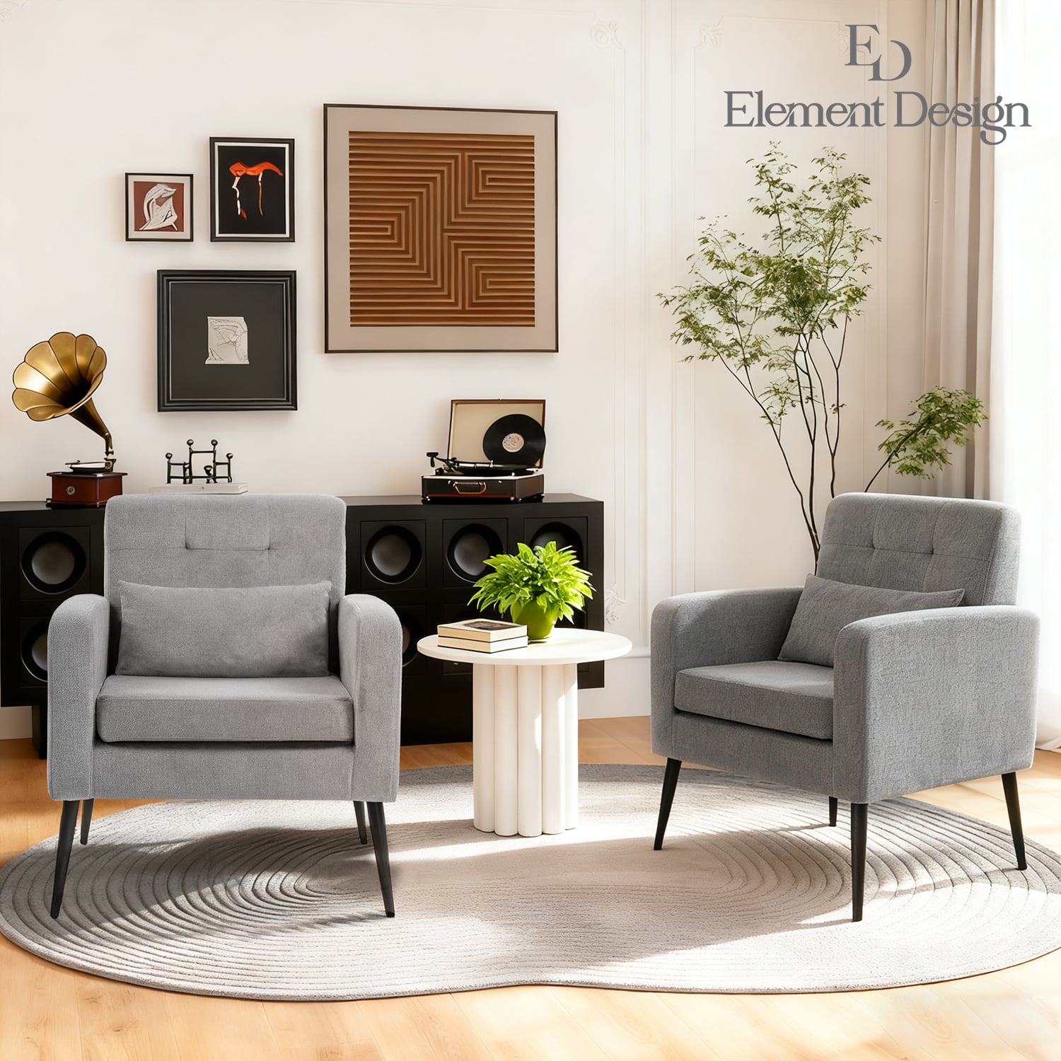 POLTRONA SITIAL OSLO CHENILLE GRIS SILLON RETRO MODERNO LIVING DORMITORIO - 4