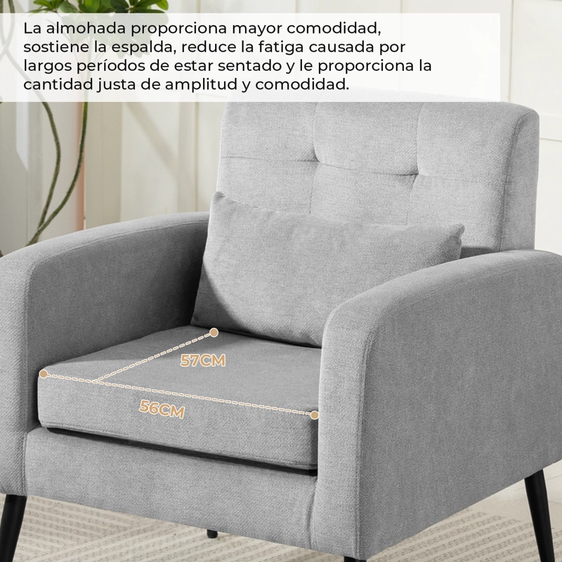 POLTRONA SITIAL OSLO CHENILLE GRIS SILLON RETRO MODERNO LIVING DORMITORIO - 6
