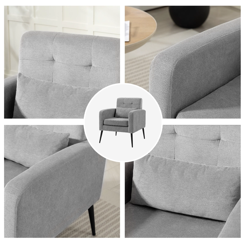 POLTRONA SITIAL OSLO CHENILLE GRIS SILLON RETRO MODERNO LIVING DORMITORIO - 8