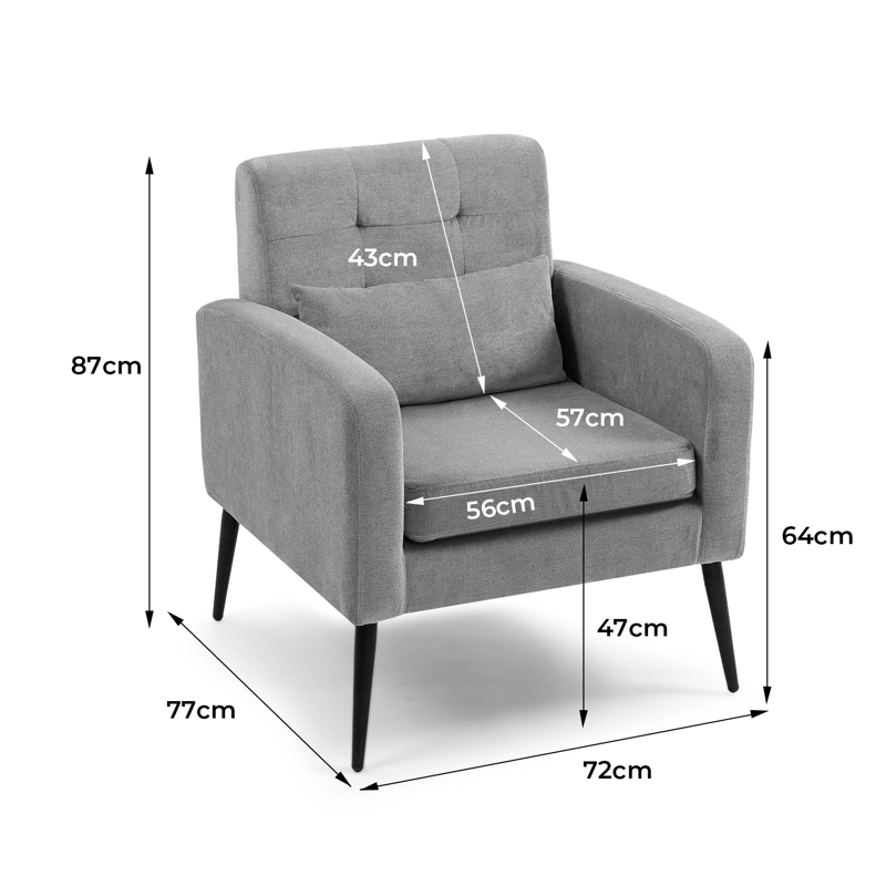 POLTRONA SITIAL OSLO CHENILLE GRIS SILLON RETRO MODERNO LIVING DORMITORIO - 9