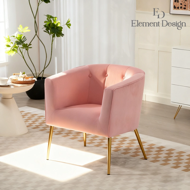 POLTRONA SITIAL AURORA SILLON MODERNO 1 CUERPO ROSA DE TERCIOPELO - 2