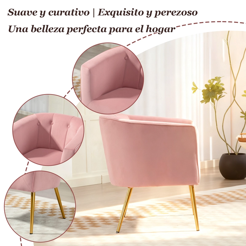 POLTRONA SITIAL AURORA SILLON MODERNO 1 CUERPO ROSA DE TERCIOPELO - 7