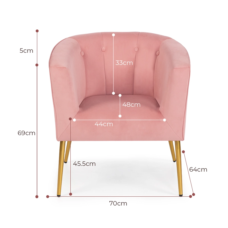 POLTRONA SITIAL AURORA SILLON MODERNO 1 CUERPO ROSA DE TERCIOPELO - 9