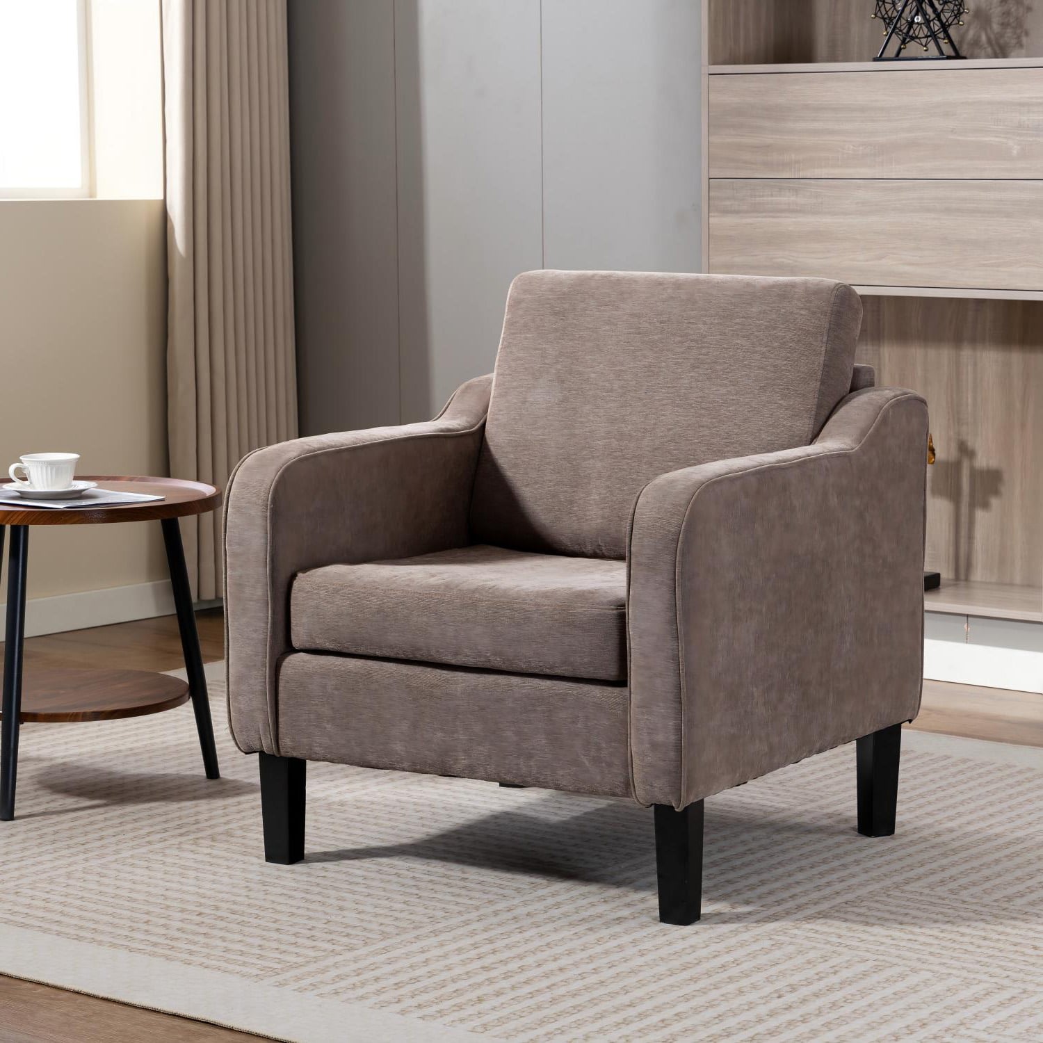 POLTRONA LYRE ACOLCHADA MODERNO MARRON PARA LIVING DORMITORIO CHENILLE SUAVE Y ESTILO - 2