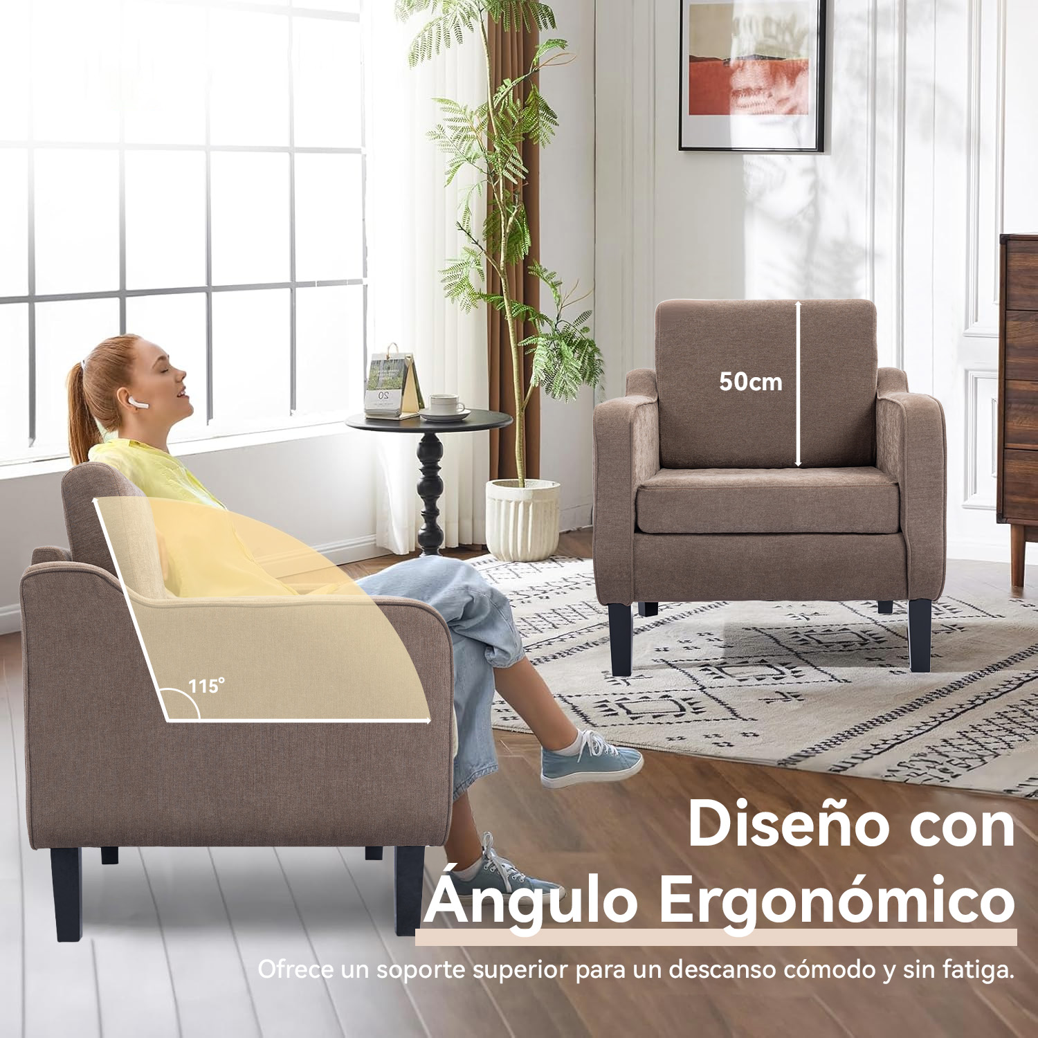 POLTRONA LYRE ACOLCHADA MODERNO MARRON PARA LIVING DORMITORIO CHENILLE SUAVE Y ESTILO - 6