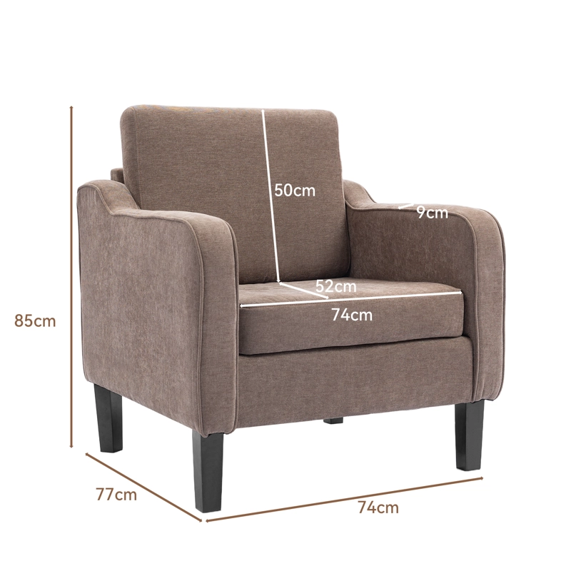 POLTRONA LYRE ACOLCHADA MODERNO MARRON PARA LIVING DORMITORIO CHENILLE SUAVE Y ESTILO - 7