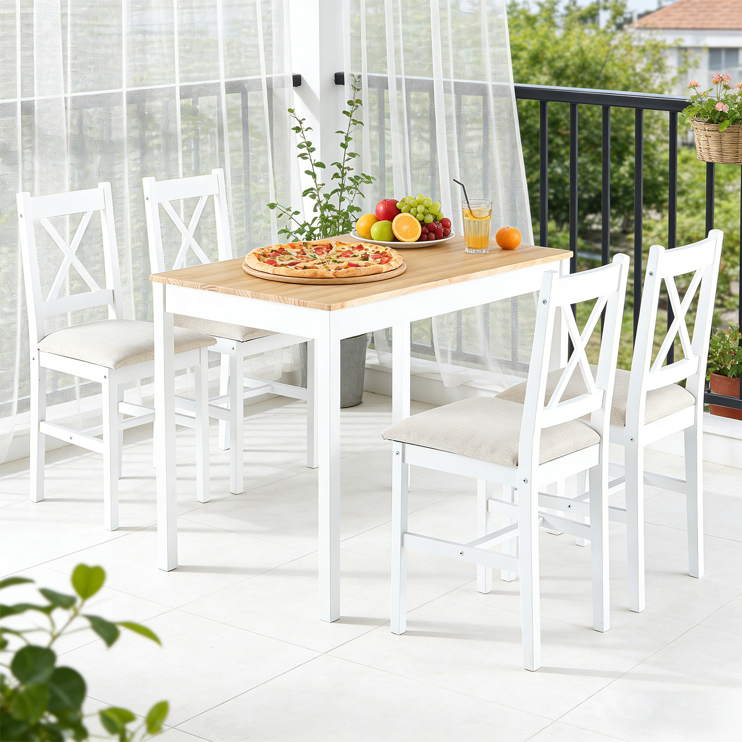 JUEGO DE COMEDOR 4 SILLAS MESA RECTANGULAR MODERNO 108X73X56CM - 2