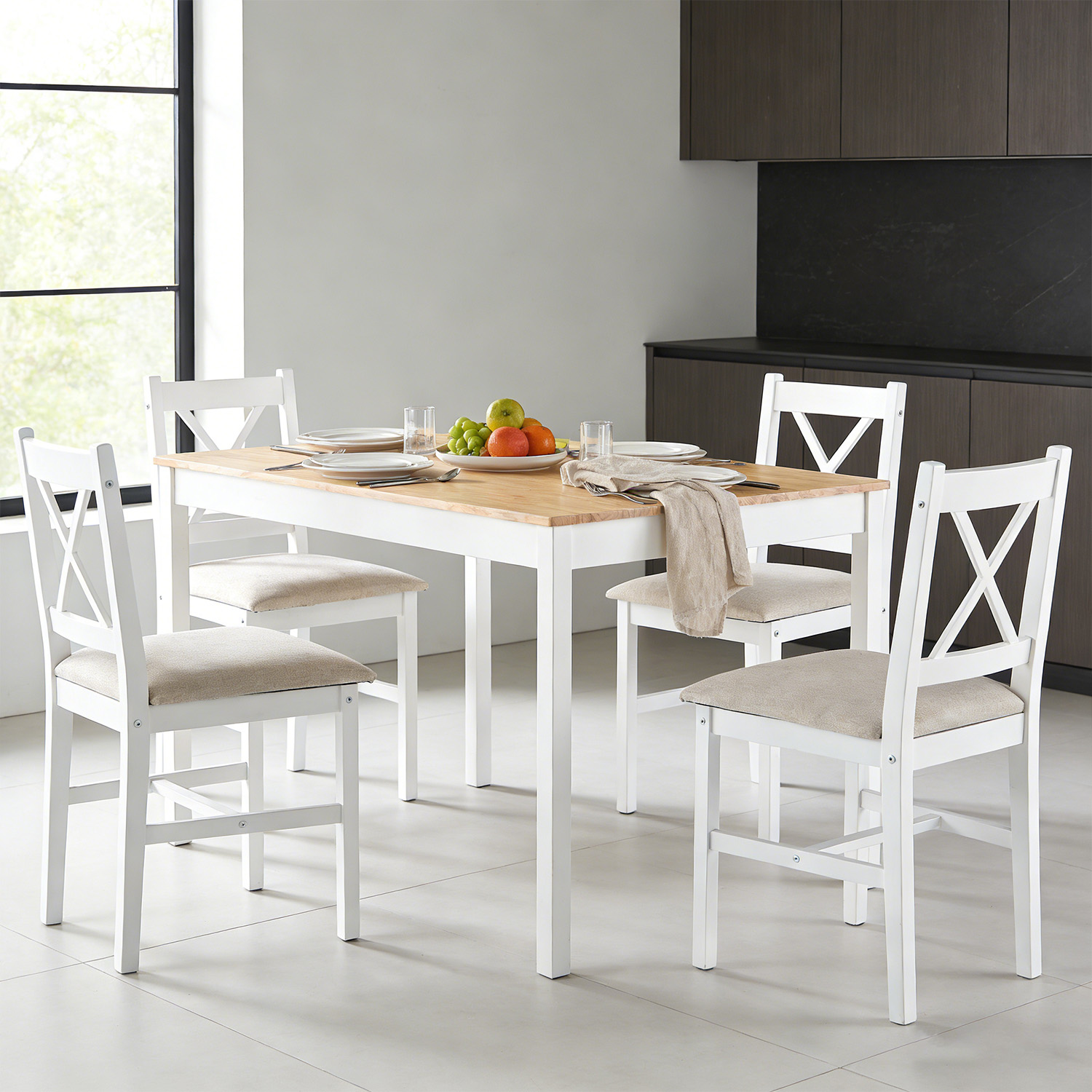 JUEGO DE COMEDOR 4 SILLAS MESA RECTANGULAR MODERNO 108X73X56CM - 3