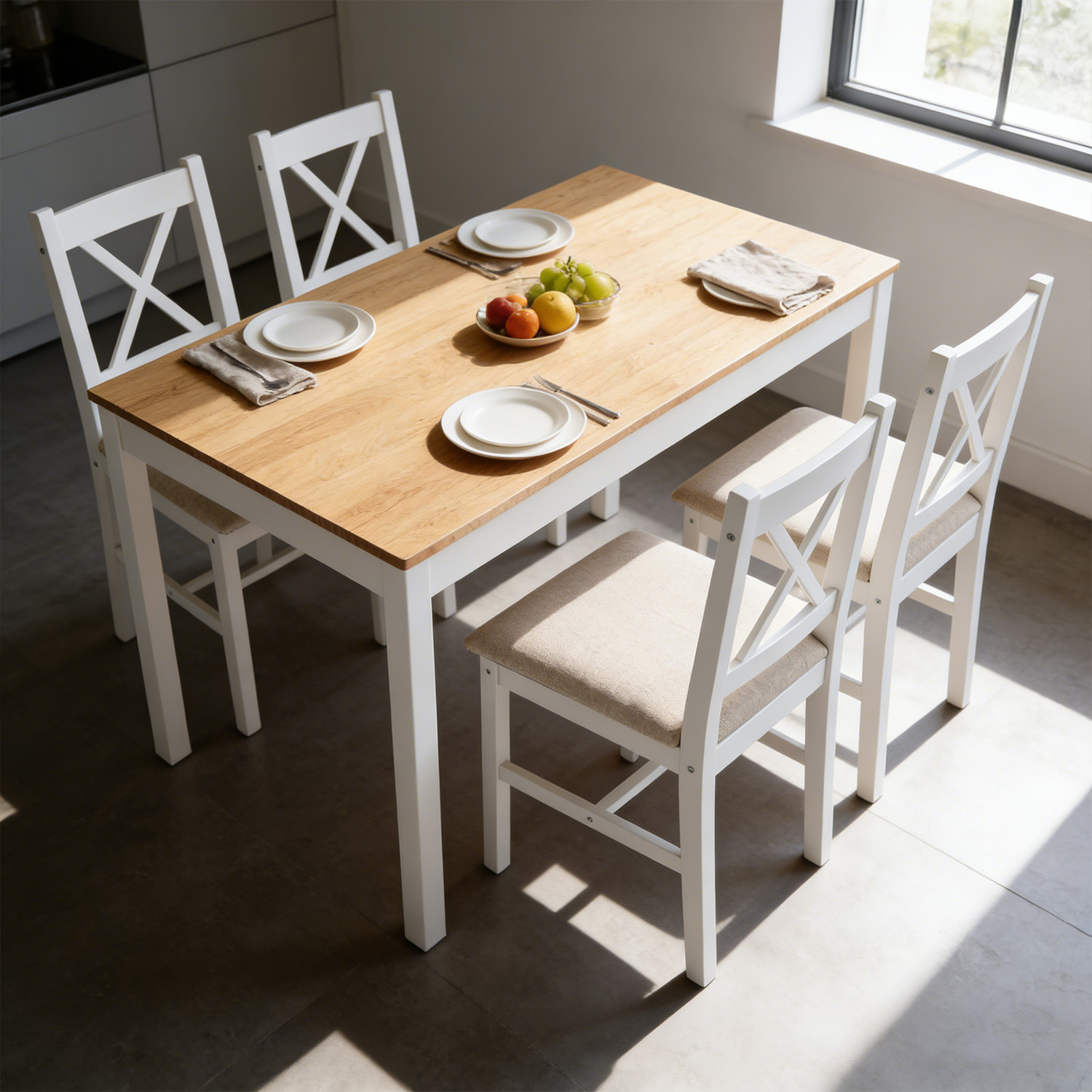 JUEGO DE COMEDOR 4 SILLAS MESA RECTANGULAR MODERNO 108X73X56CM - 4