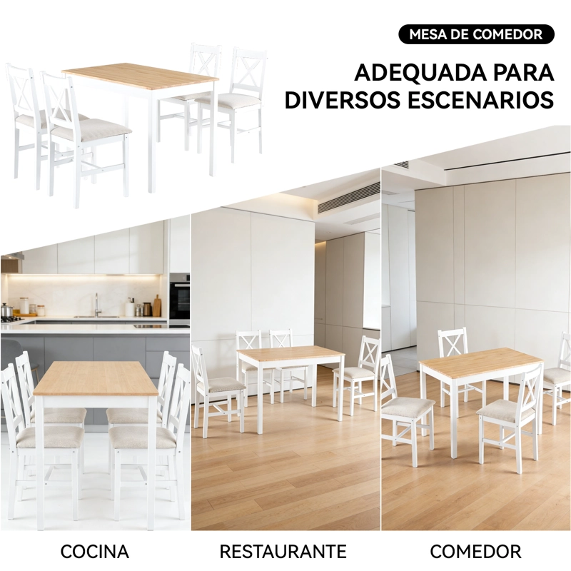 JUEGO DE COMEDOR 4 SILLAS MESA RECTANGULAR MODERNO 108X73X56CM - 5