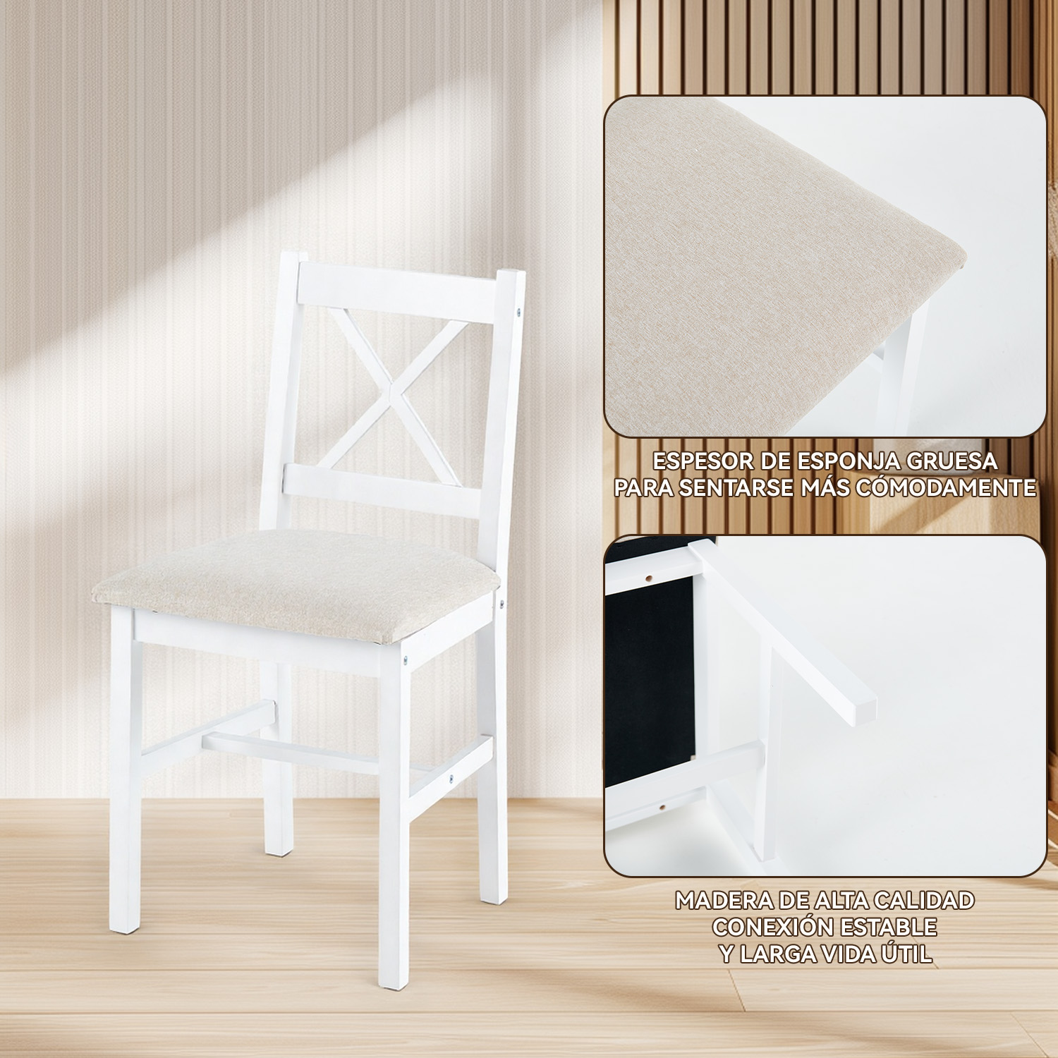JUEGO DE COMEDOR 4 SILLAS MESA RECTANGULAR MODERNO 108X73X56CM - 6