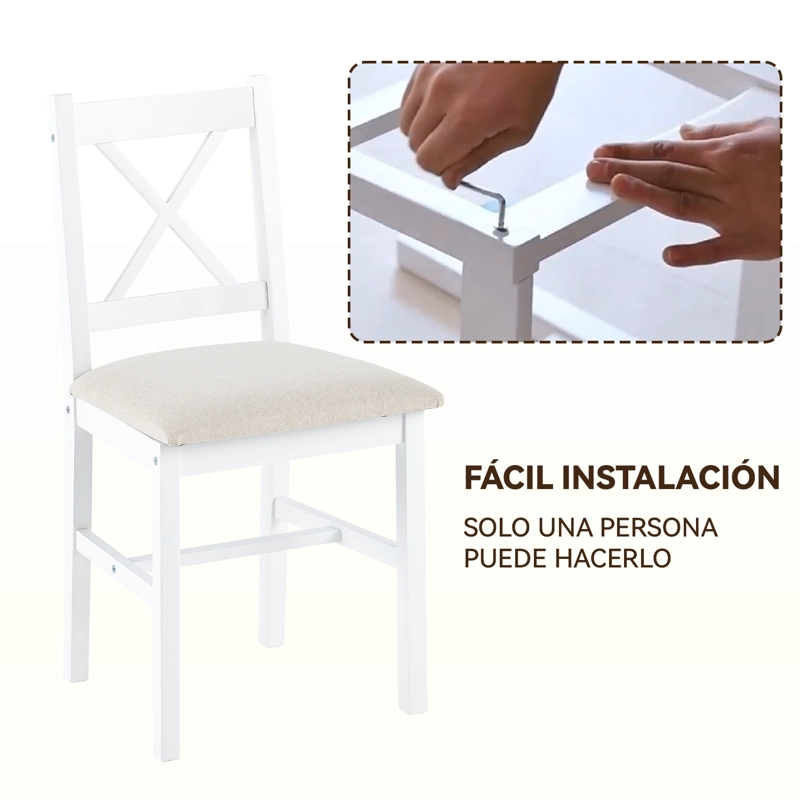 JUEGO DE COMEDOR 4 SILLAS MESA RECTANGULAR MODERNO 108X73X56CM - 7