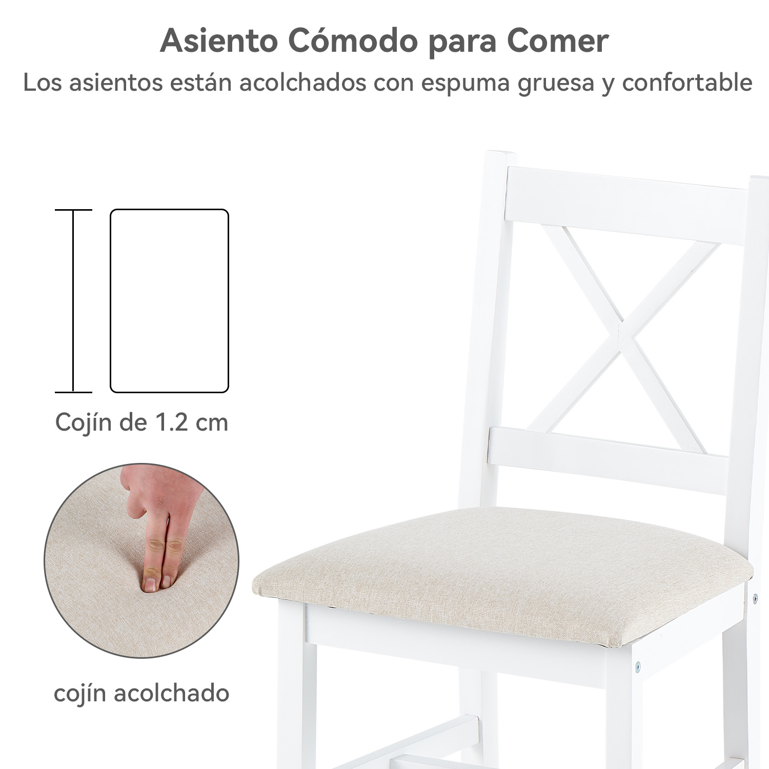 JUEGO DE COMEDOR 4 SILLAS MESA RECTANGULAR MODERNO 108X73X56CM - 8