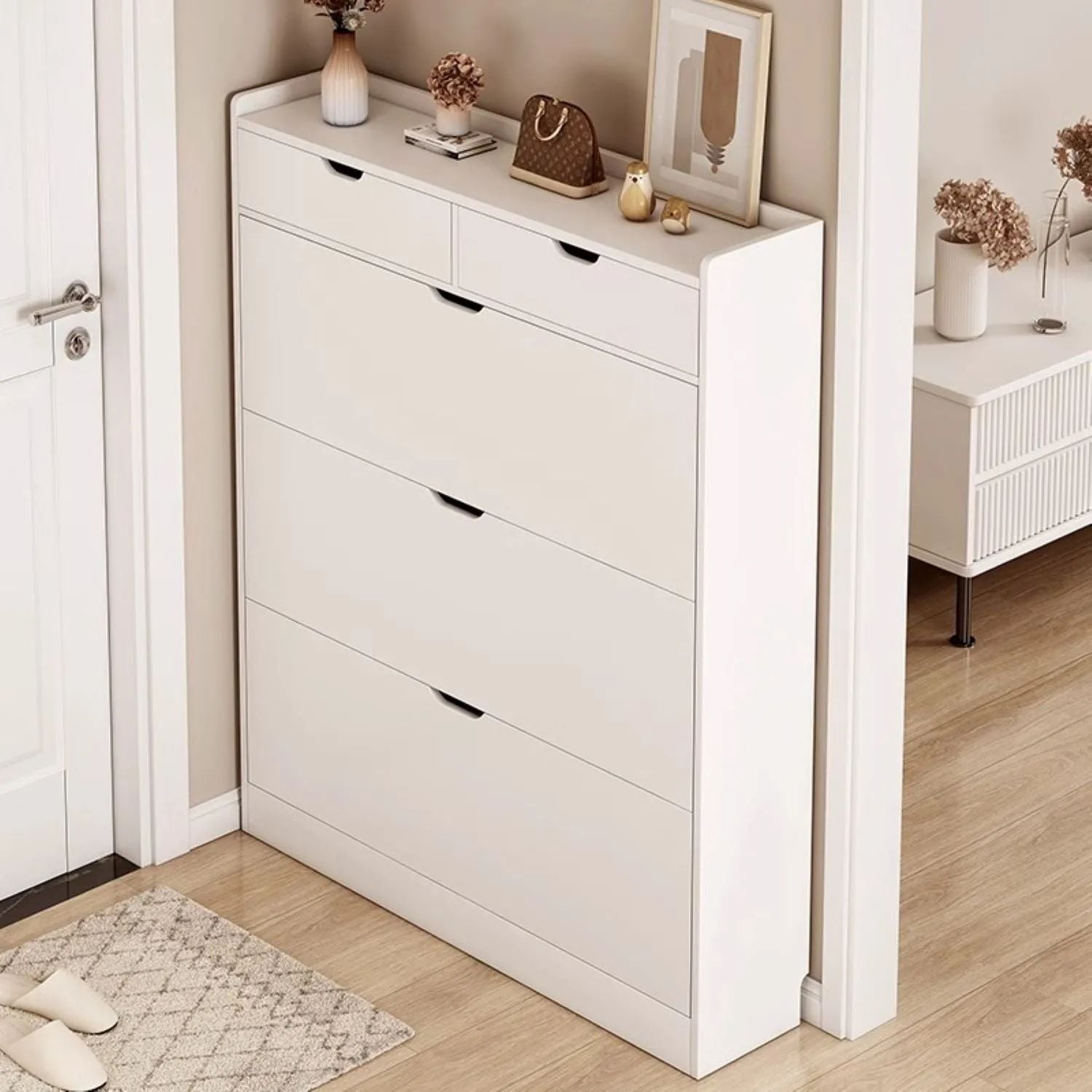 ZAPATERO ORGANIZADOR CON 3 PUERTAS Y 2 CAJONES, CAPACIDAD 12 PARES - 1