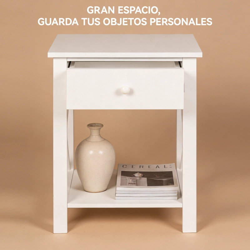 VELADOR 40X30X58CM BLANCO 1 CAJON INDUSTRIAL MDF MESAS LATERALES - 4