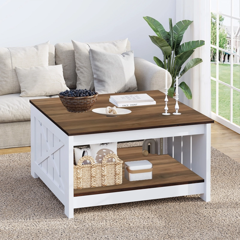 MESA DE CENTRO PARA SALA MINIMALISTAS MDF RECTANGULAR 80X80X46CM - 2