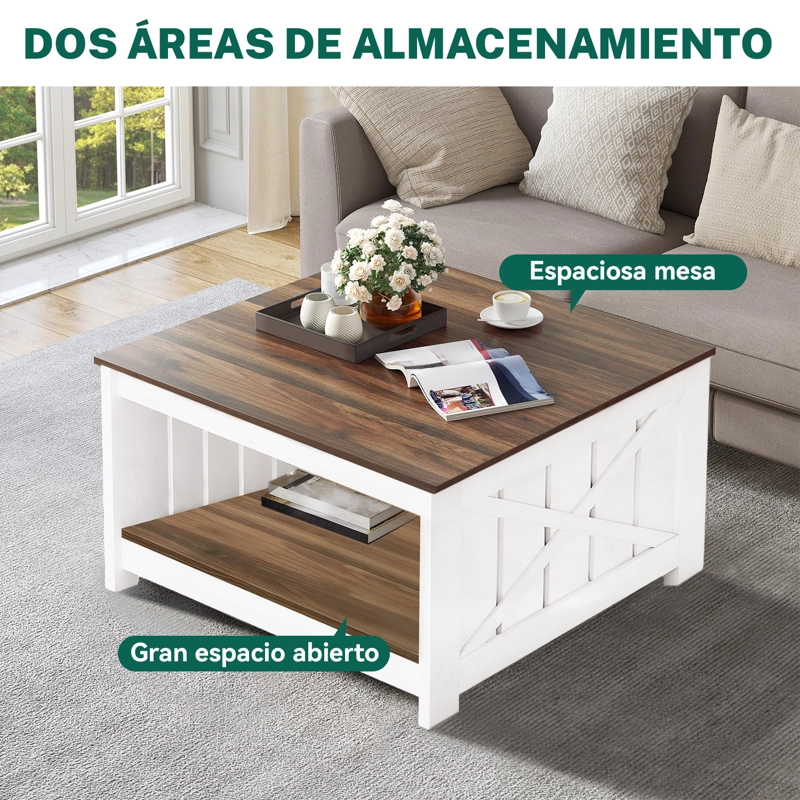MESA DE CENTRO PARA SALA MINIMALISTAS MDF RECTANGULAR 80X80X46CM - 3