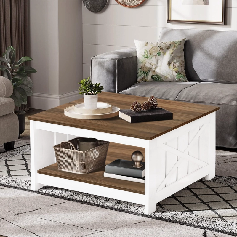 MESA DE CENTRO PARA SALA MINIMALISTAS MDF RECTANGULAR 80X80X46CM - 4