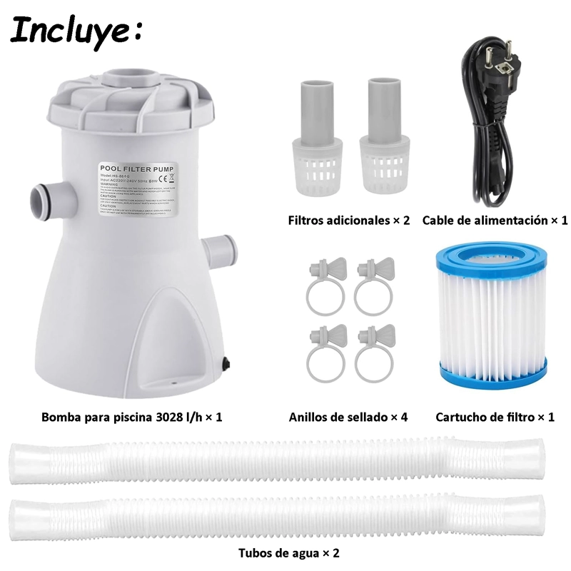 BOMBA DE AGUA PARA PISCINA CON FILTRO 3028 L/H - 6