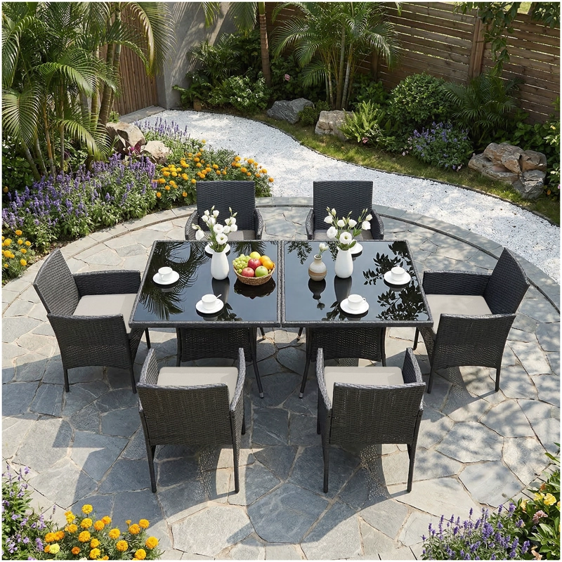 JUEGO DE TERRAZA COMEDOR ALMA 4 PERSONAS, MESA+4 SILLAS RATTAN PE, MODERNO Y RESISTENTE - 6