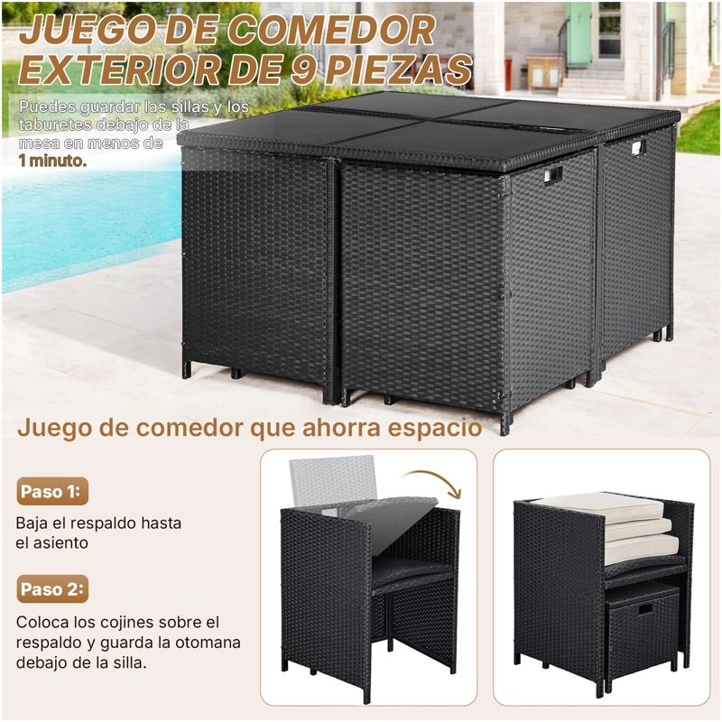 JUEGO DE COMEDOR DE TERRAZA 9 PERSONAS RIVIERA - MARRON/BEIGE - 4