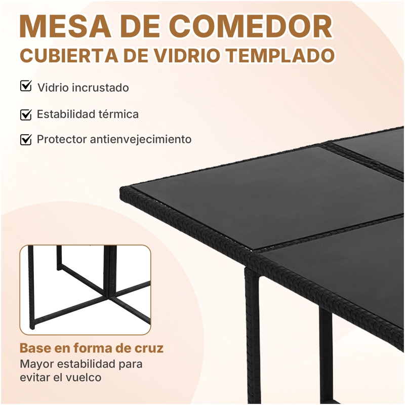 JUEGO DE COMEDOR DE TERRAZA 9 PERSONAS RIVIERA - MARRON/BEIGE - 5