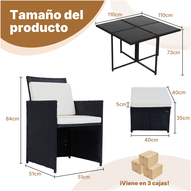 JUEGO DE COMEDOR DE TERRAZA 9 PERSONAS RIVIERA - MARRON/BEIGE - 8