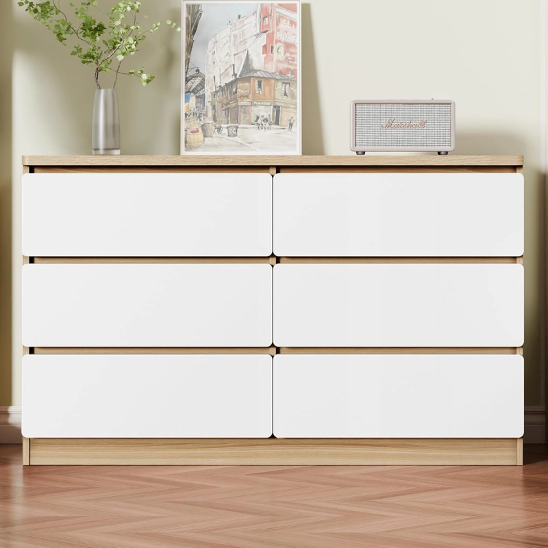COMODA CAJONERA 6 CAJONES MODERNA MINIMALISTA, MUEBLE ORGANIZADOR ELEMENT DESIGN BLANCO - 1