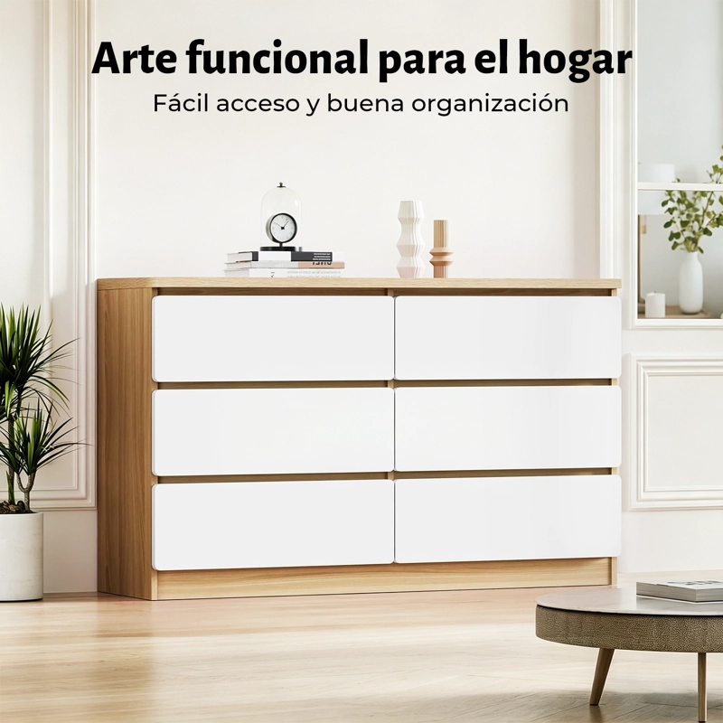 COMODA CAJONERA 6 CAJONES MODERNA MINIMALISTA, MUEBLE ORGANIZADOR ELEMENT DESIGN BLANCO - 3