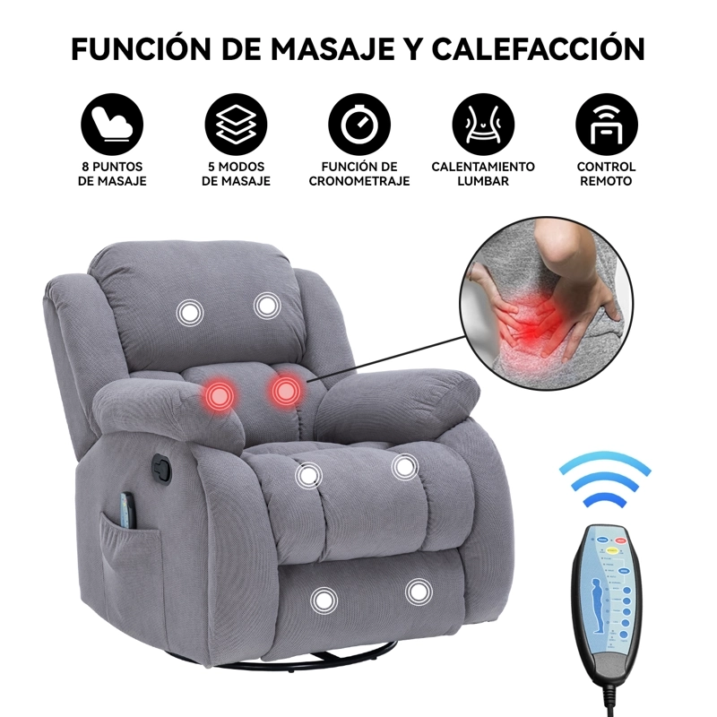 BERGER RECLINABLE CON MASAJES Y CALEFACCION TELA - 2