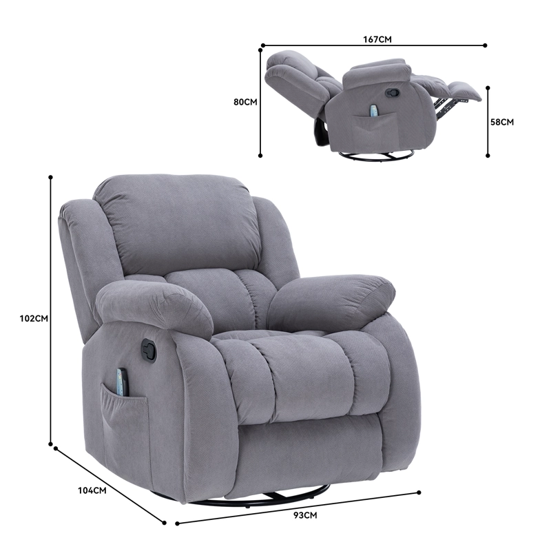 BERGER RECLINABLE CON MASAJES Y CALEFACCION TELA - 8