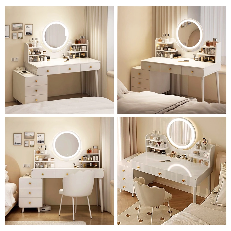 TOCADOR ESPEJO CON LUZ AJUSTABLE (100-115) X 40 X 135CM BLANCO - 8