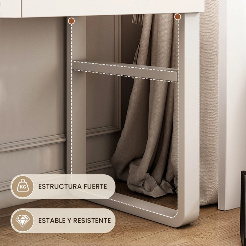 TOCADOR ESPEJO CON LUZ (100-130) X 40 X 75CM BLANCO - 7