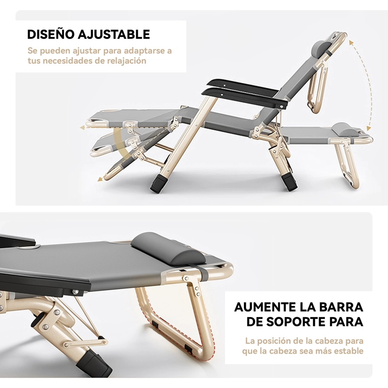 SILLA REPOSERA PLEGABLE CON ACOLCHADA DESMONTABLE PARA JARDIN PLAYA - 4