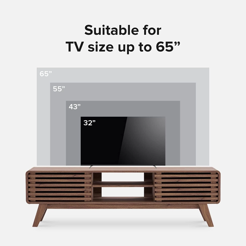 RACK TV 60 PULGADAS CON PUERTAS CORREDERAS 150X34X43 CM ESTILO MID-CENTURY - 4